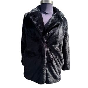 H&M Black Faux Fur‎ Coat Jacket Women's Medium M Winter Warm Stylish Fashion